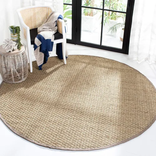 Miniatura 16 de Safavieh Natural Fiber NF114P - Alfombra redonda de hierba marina, tejido de canasta, con borde, de 244 cm, color gris Natural/ gris