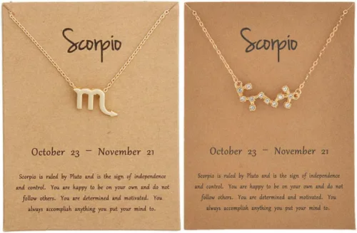 Miniatura 26 de Juego de 2 collares del zodiaco – Collar con colgante de 12 constelaciones, collar con signo del zodiaco para mujer, cumpleaños y astrología