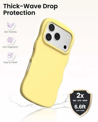 Miniatura 3 de ORNARTO Funda para iPhone 17 Pro de 6.3", silicona líquida ondulada a prueba de golpes con protección contra caídas y botón de control de cámara