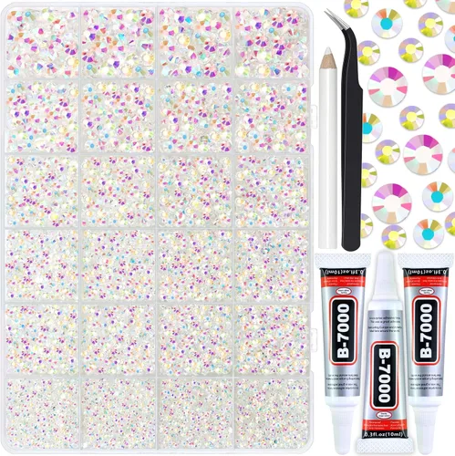 Miniatura 26 de 3000 PIEZAS de Brillantes de Resina con Dorso Plano, 2mm 3mm 4mm 5mm 6mm Rosa Claro AB, Brillantes de Resina en Gel con Dorso Plano para Vasos
