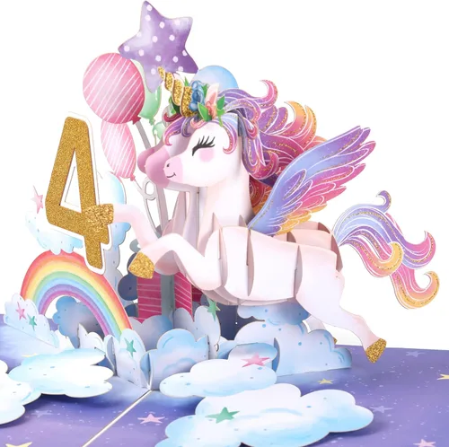 Miniatura 7 de Liif Tarjeta de feliz cumpleaños de 2º cumpleaños de unicornio, tarjeta de cumpleaños desplegable para niños de 2 años para niños, niñas, niños no.2