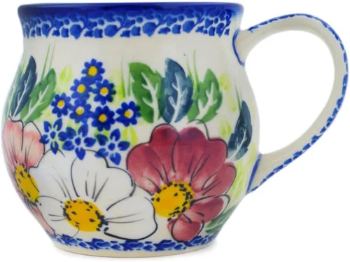 Miniatura 21 de Auténtica taza de burbujas de cerámica polaca de 13 onzas en diseño amarillo hecho a mano en Bolesławiec Polonia por Ceramika Bona + certificado