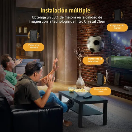 Miniatura 6 de Antena de TV 2026 para TV Digital Interior, Antena Inteligente de Largo Alcance para Canales Locales, Compatible con 4k 1080p con Amplificador