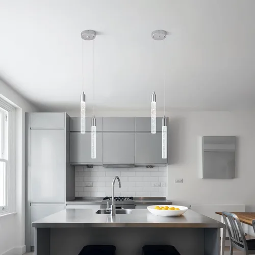 Miniatura 3 de Lámpara moderna colgante de isla de cocina, luz colgante LED regulable, luces colgantes cromadas, mini iluminación colgante de cristal para Cromo