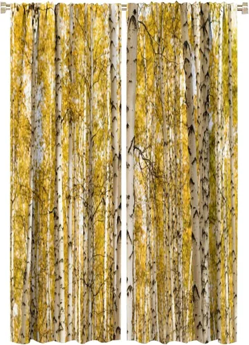 Miniatura 31 de Cortina opaca de bosque de verano, diseño de ramas de bosque, con bolsillo para barra, cortinas farbic con bolsillo para barra, comedor, cafetería