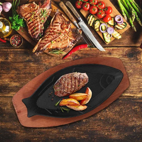 Miniatura 9 de DOITOOL Sartén de hierro fundido en forma de pescado, bandeja antiadherente para parrilla de barbacoa de 13.18 x 6.49 x 0.98 pulgadas, sartén