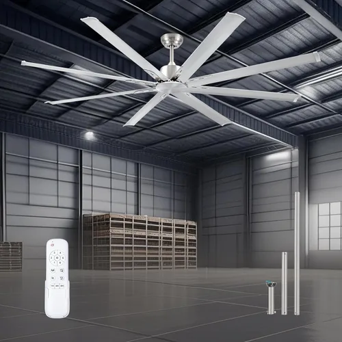 Miniatura 17 de Minislak Ventilador de techo de 72 pulgadas sin luz con control remoto, 8 aspas de aluminio, motor industrial de corriente continua, funcionamiento