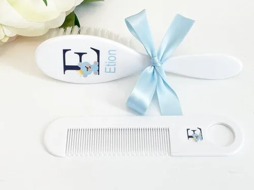 Regalo personalizado para bebé: juego de cepillo y peine para bebé, adecuado para edades de 0 a 3 años, regalo para recién nacido, regalo para bebé