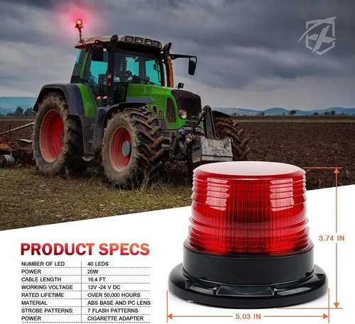 Miniatura 7 de Xprite Luz LED de baliza, luces estroboscópicas para carretilla elevadora con base magnética para vehículos de construcción, remolque, patrulla