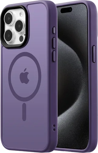 Miniatura 9 de Tigowos - Funda magnética para iPhone 15, resistente a las caídas, sensación de piel mate, a prueba de golpes, delgada, negro mate