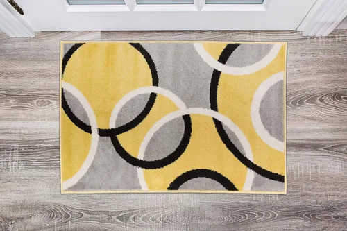 Rugshop - Alfombra acentuada contemporánea con diseño de círculos abstractos, alfombra resistente a la decoloración para entrada, cocina o baño,