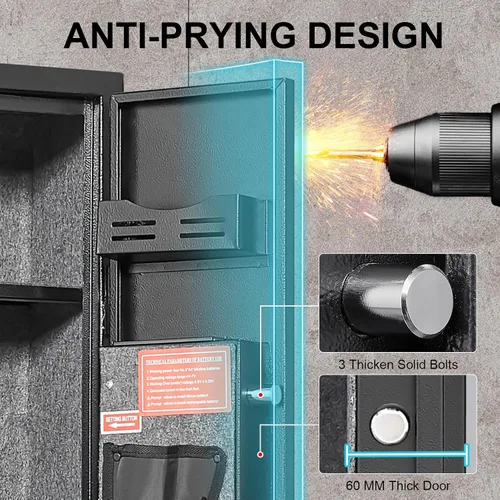 Miniatura 7 de Marcree Caja fuerte para armas 1-2, gabinete de armas para rifles y pistolas con sistema de alarma, acceso rápido de 180°, caja fuerte digital