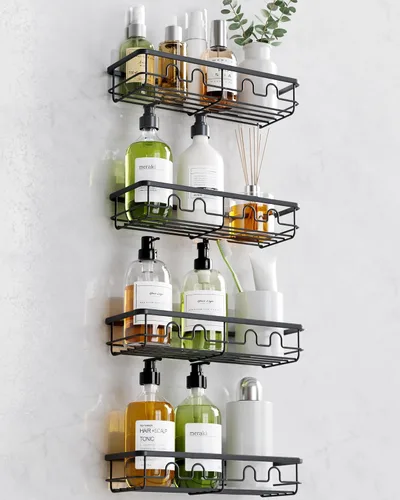 Miniatura 9 de Organizador de Ducha Adhesivo, Estantes de Ducha de Gran Capacidad para Interior de Ducha, Organizador y Almacenamiento de Ducha de Baño Sin