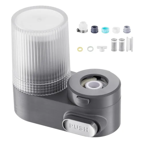 Happybuy Grifo - Filtro de agua de montaje, purificador de agua vertical para fregadero, filtro de fibra de carbono certificado NSF, elimina el