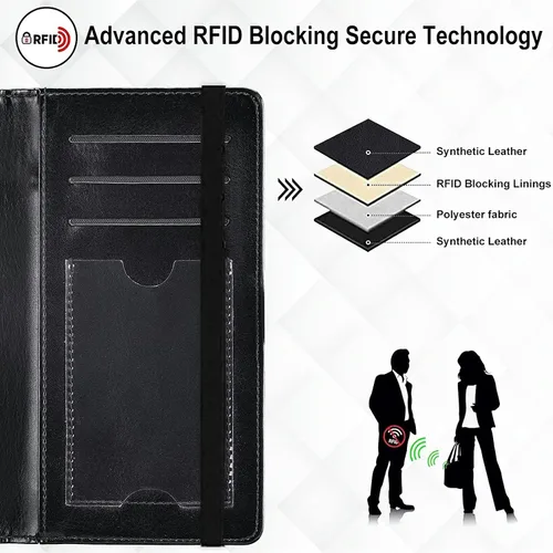 Miniatura 3 de Cartera de cuero con función de bloqueo RFID para hombres y mujeres, Calavera de alfeñique, Casual