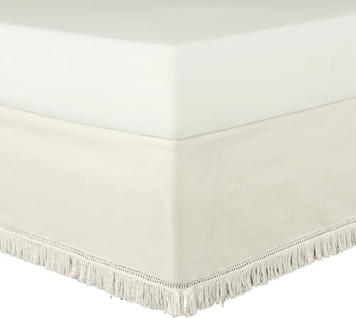 Miniatura 6 de Lush Decor Falda de cama bohemia con flecos de 15 pulgadas de fácil ajuste, tamaño Queen, 60 pulgadas de ancho x 80 pulgadas de largo + 15 pulgadas