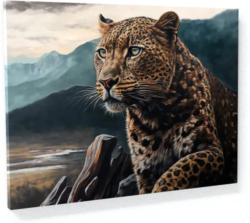Miniatura 21 de Sense Canvas Arte en lienzo con retrato de leopardo verde 2 – Decoración del hogar para pared, póster grande 40 x 30 / 0.75 pulgadas