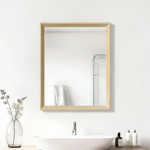 Miniatura 15 de Espejo de Pared Enmarcado con Efecto de Madera de Roble, Espejo Rectangular de 16x20, Vidrio Templado Anti-desplatado de 1/8", Marco Sostenible