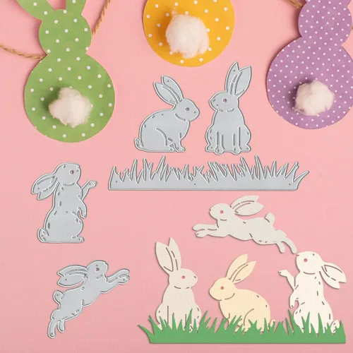 Miniatura 5 de Fondo de conejo de Pascua de metal, troquelados para hacer tarjetas, hojas de marco de corte para decoración de bricolaje, manualidades, tarjetas, 4