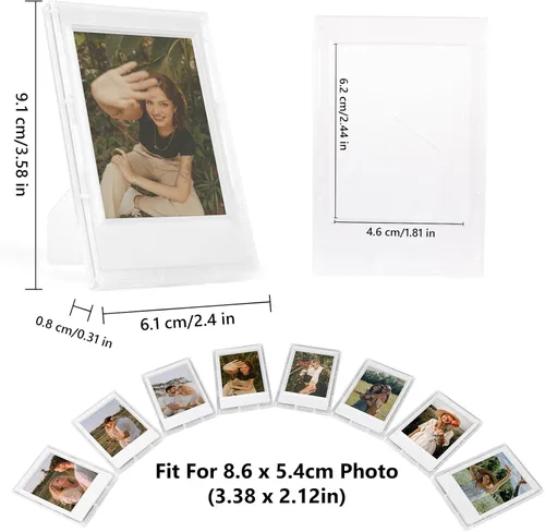 Miniatura 3 de Marcos de Fotos Transparentes Esmerilados de 2x3 - Paquete de 8 Marcos de Fotos Pequeños para Película Fujifilm Instax Mini de 3" - para Instax Mini