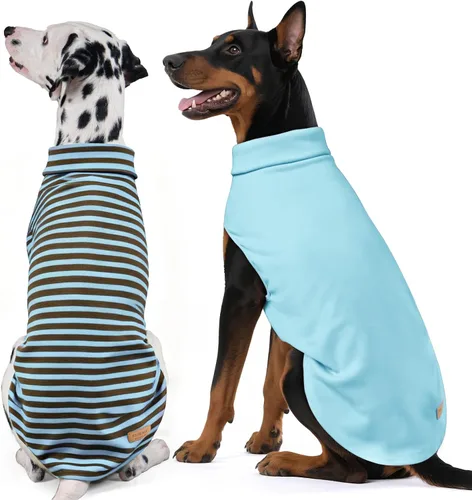 Miniatura 19 de KYEESE Paquete de 2 suéteres para perro, sudadera elástica para perros, ropa suave para mascotas, abrigos cálidos para perros, cuello alto, suéteres