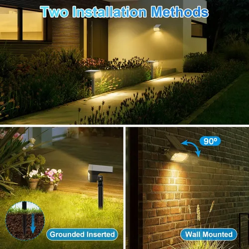 Miniatura 4 de Focos solares para exteriores, [76 LED/paquete de 10] luces solares para exteriores IP65 impermeables, 3 modos de iluminación solar para jardín