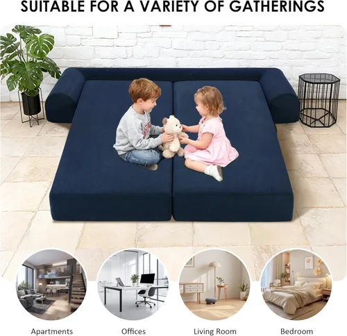 Miniatura 8 de Sofá cama convertible de 80", sofá plegable extraíble de pana 3 en 1 con almohadas, sofá moderno sin ensamblaje sin estructura con compresión