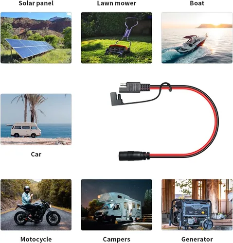 Miniatura 6 de ELFCULB Adaptador de conector hembra a SAE, cable de extensión SAE de 14AWG de 2 pies con adaptador hembra de 2.165 in x 0.984 in de CC y adaptador
