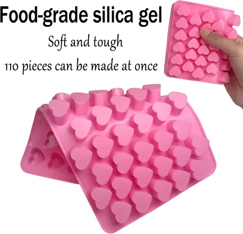 Miniatura 3 de 2 moldes de silicona con forma de corazón, moldes de gomitas, silicona antiadherente de grado alimenticio, para hornear caramelos de chocolate