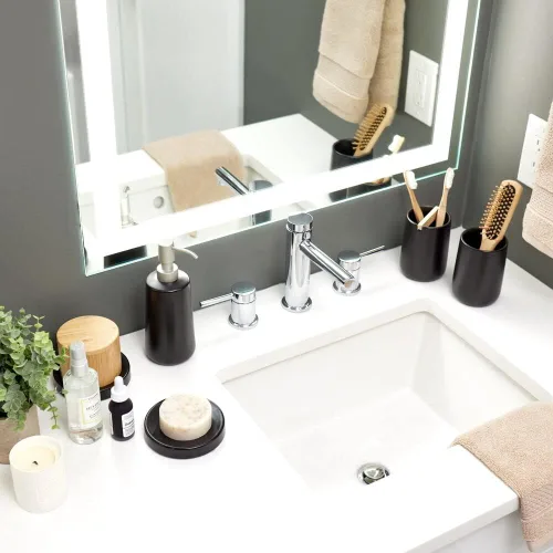 Miniatura 2 de iDesign Ceramic Earth Collection Bar Soap Dish, Matte Black (Pack of 12)