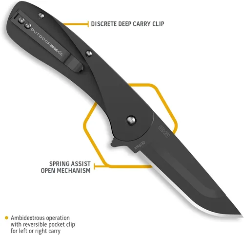 Miniatura 6 de OUTDOOR EDGE RAZOR VX1 - Cuchillo de bolsillo plegable EDC asistido con hoja reemplazable Hoja de acero inoxidable de 3 pulgadas, mango de Negro