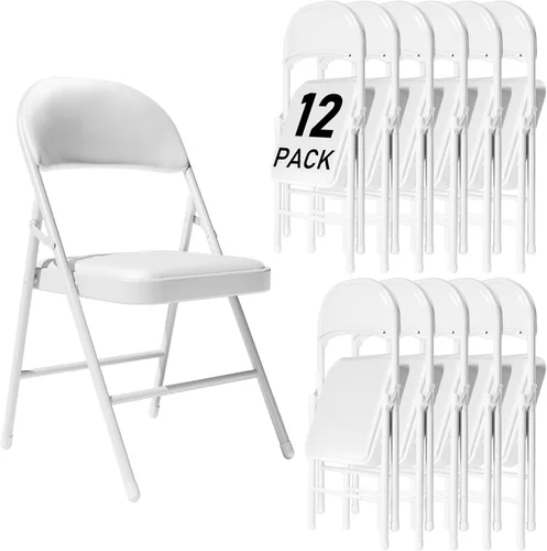 Miniatura 25 de Paquete de 4 sillas plegables negras con cojín acolchado y respaldo para exteriores, sillas plegables comerciales apilables portátiles con marco
