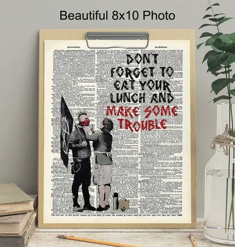 Miniatura 3 de Banksy Make Some Trouble - Impresión artística de pared en la foto de la página de diccionario, es un gran regalo para decoración del hogar, sala
