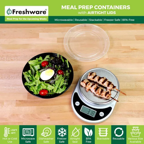 Miniatura 2 de Freshware Recipientes de plástico para preparación de comidas (paquete de 30) con tapas para sopa y ensalada, caja Bento para almacenamiento