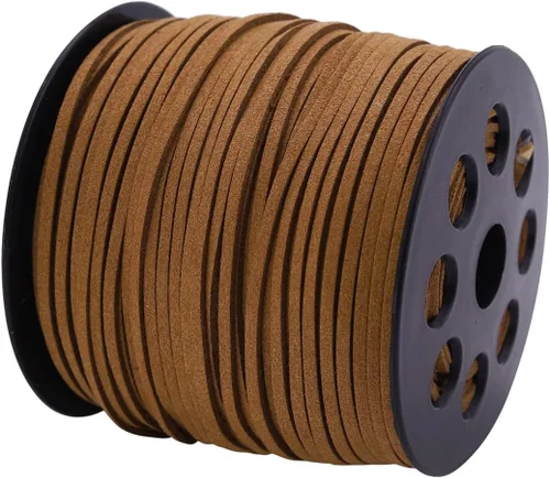 Miniatura 17 de Cordón plano de gamuza de 0.104 in x 100 yardas, cuerda de cuero con carrete en rollo, cordón de piel sintética para hacer joyas, collares, Azul
