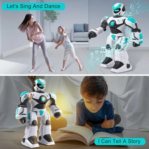Miniatura 5 de HPROMOT Robot de juguete RC para niños, robot de control remoto, sensor de gestos inteligente, recargable y programable, robot para caminar, bailar