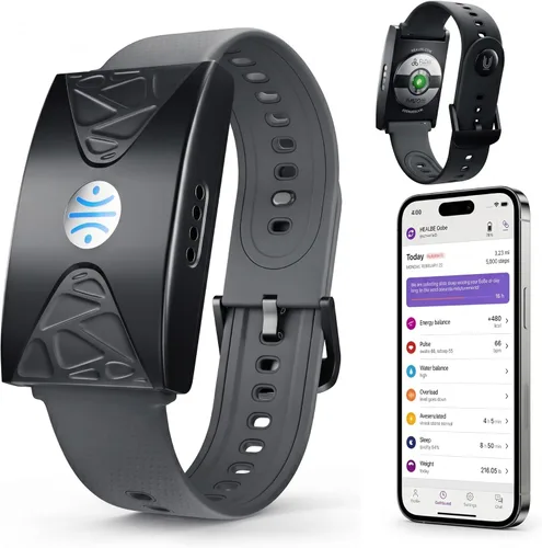 HEALBE - Rastreador de salud, banda inteligente de ingesta automática de calorías con aplicación, rastreador de actividad sin pantalla, sueño, Gris