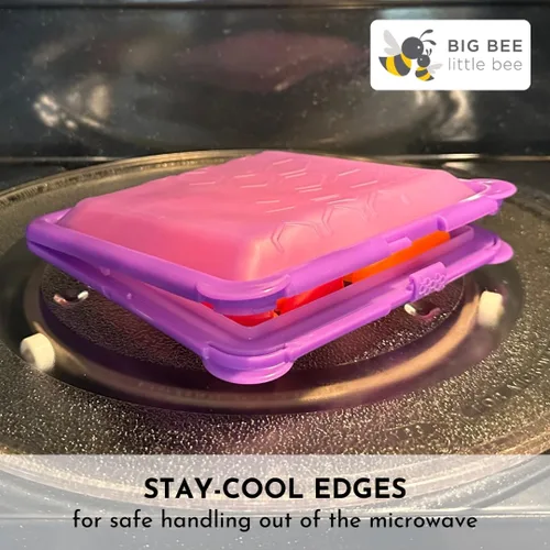 Miniatura 13 de Big Bee, Little Bee - SoftShell Contenedor de silicona reutilizable para almacenamiento de alimentos con tapa de concha conectada, fácil de limpiar