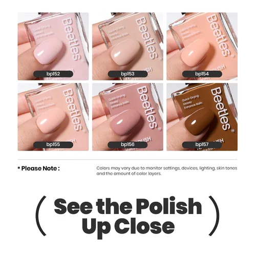Miniatura 6 de Beetles - Juego de 6 esmaltes de uñas color nude, mousse de coco, de secado rápido, color rosa, de larga duración, neutro, marrón, rojo, borgoña