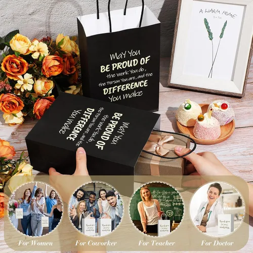 Miniatura 2 de Kosiz 50 bolsas de regalo de agradecimiento «May You Be Proud», bolsas de papel con asas de 5.9 x 3.1 x 8.3 pulgadas, bolsa de regalo de papel