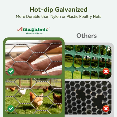 Miniatura 5 de AMAGABELI GARDEN & HOME - Malla metálica de 40 pulgadas x 82 pies, orificios de 1/2 pulgadas, galvanizado después de soldar, malla de alambre, valla