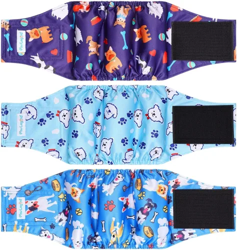 Miniatura 19 de Paw Legend - Pañales lavables para perro macho (3 unidades), S, Ejército, Gris, Marina