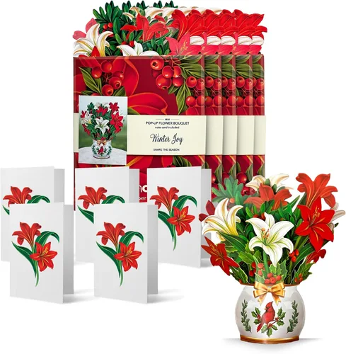 Miniatura 16 de Freshcut Paper Tarjetas desplegables, juego de 12 mini ramos de flores con tarjeta a juego, tarjetas de felicitación de flores emergentes 3D de 6