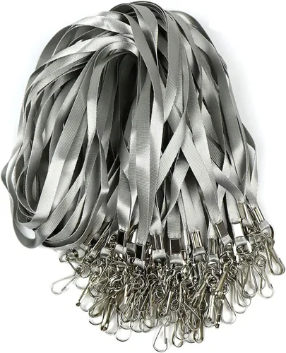 Miniatura 16 de Cordones verdes, 100 unidades, para insignias de identificación, cordón plano con clip de insignia con gancho en J (verde)