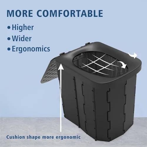 Miniatura 3 de Hapoon Inodoro plegable portátil XL para campamento, orinal de viaje para adultos, 12 bolsas de inodoro, paquete de 12 unidades de gel líquido
