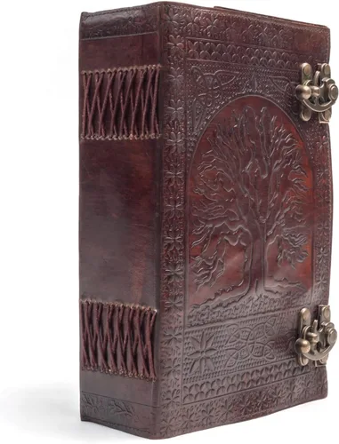 Miniatura 5 de TUZECH 600 Páginas Diario de Cuero Grande Hecho a Mano Diario de Cuero Grabado Árbol de la Vida Libro de Sombras Cuaderno de Escritura Siete Chakras