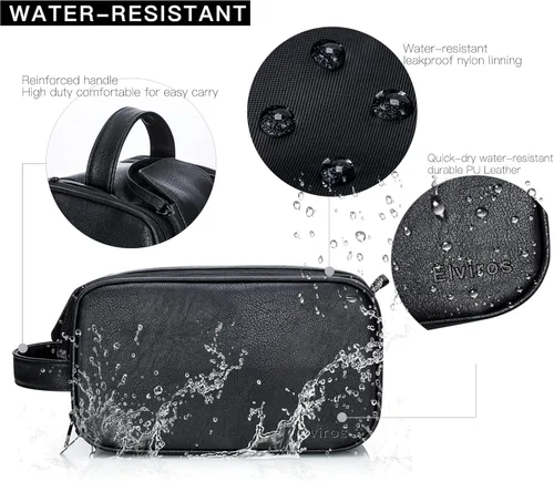 Miniatura 2 de Elviros - Bolsa de aseo de viaje para hombre, gran kit de afeitado Dopp resistente al agua, organizador de artículos de baño, bolsas cosméticas