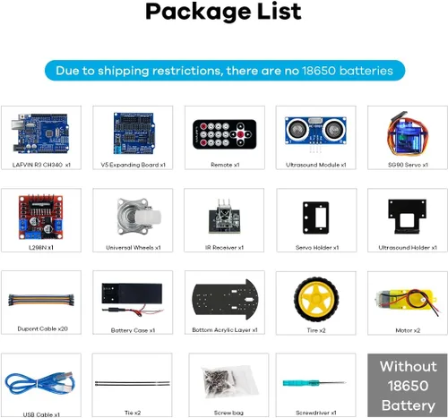 Miniatura 6 de Kit de chasis de coche robot inteligente LAFVIN 2WD con módulo ultrasónico, placa R3, compatible con control remoto y Arduino IDE, kit de bricolaje