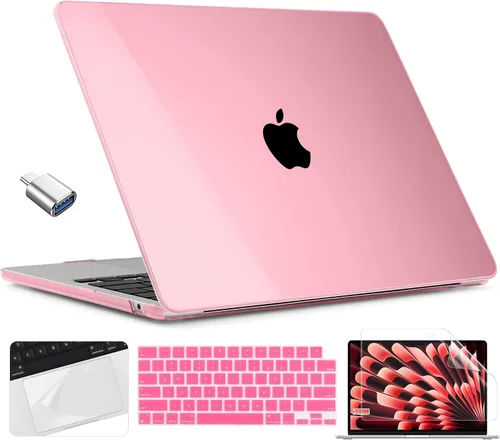 TWOLSKOO Funda compatible con M4 MacBook Air de 15 pulgadas versión 2025-2023 M4 A3241 M3 A3114 M2 A2941, carcasa rígida de plástico, protector de