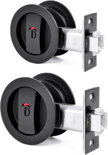 Miniatura 14 de Dontay Cerradura de indicadores codificados por color para puerta de bolsillo, cerradura de manijas de privacidad (cama/baño), fondo de 2-3/8 Negro